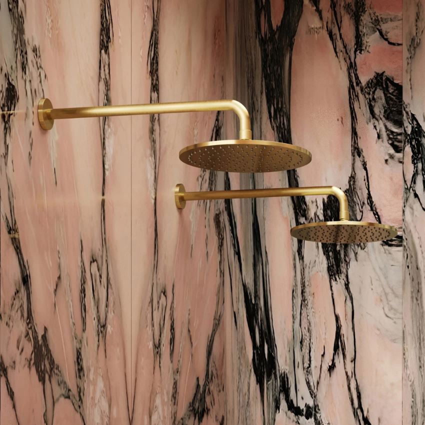 Deszczownica z ramieniem ø25 cm mosiądz szczotkowany Omnires SlimLine