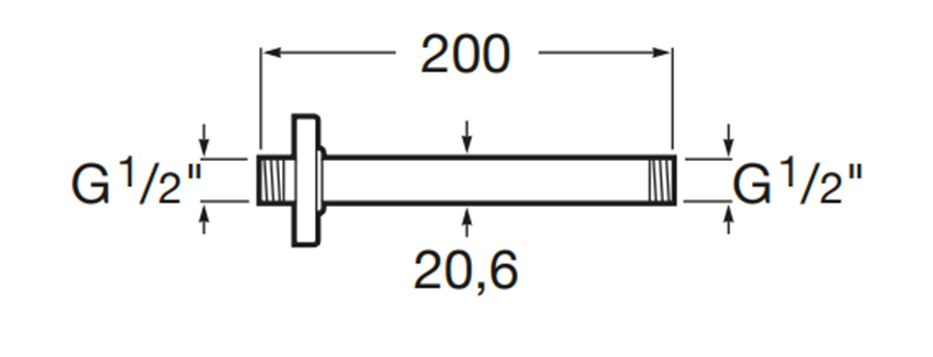 Ramię prysznicowe Roca A5B0550NM0 rys techniczny