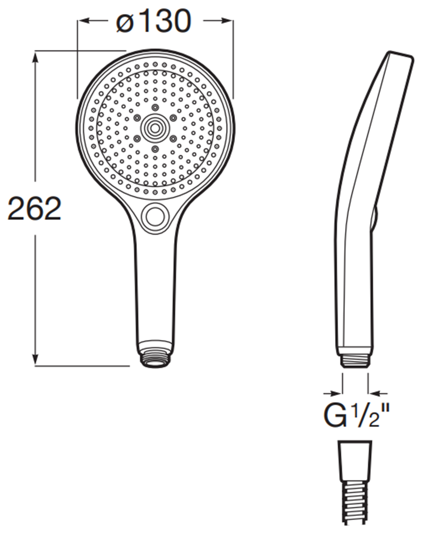 Słuchawka prysznicowa Roca Plenum A5B8114B00 rys techniczny