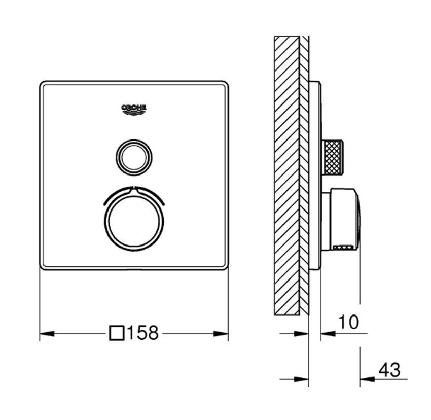 Bateria podtynkowa Grohe SmartControl 29147000 rys techniczny