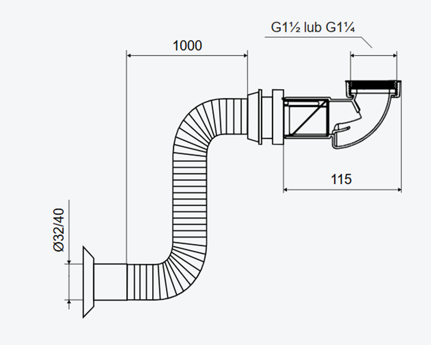 Syfon Excellent INNL.1219.SET.WH rys techniczny