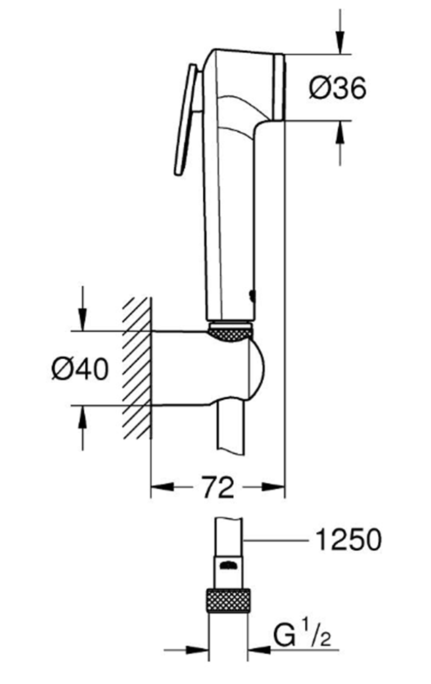 Zestaw prysznicowy Grohe Tempesta-F Trigger Spray 30 27513001 rys techniczny