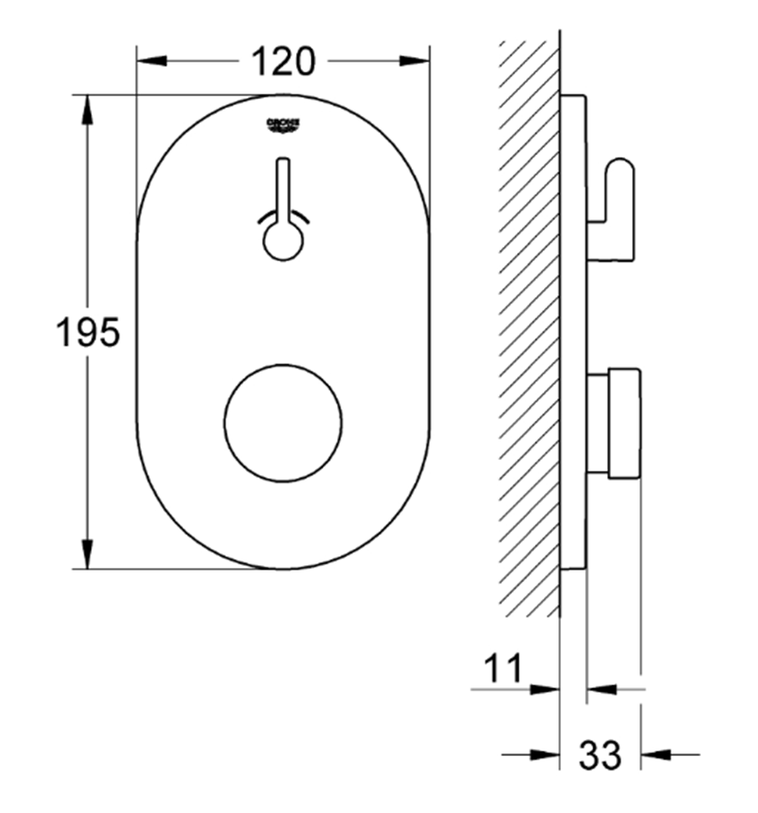 Bateria potynkiwa Grohe Eurosmart Cosmopolitan T 36321000 rys techniczny