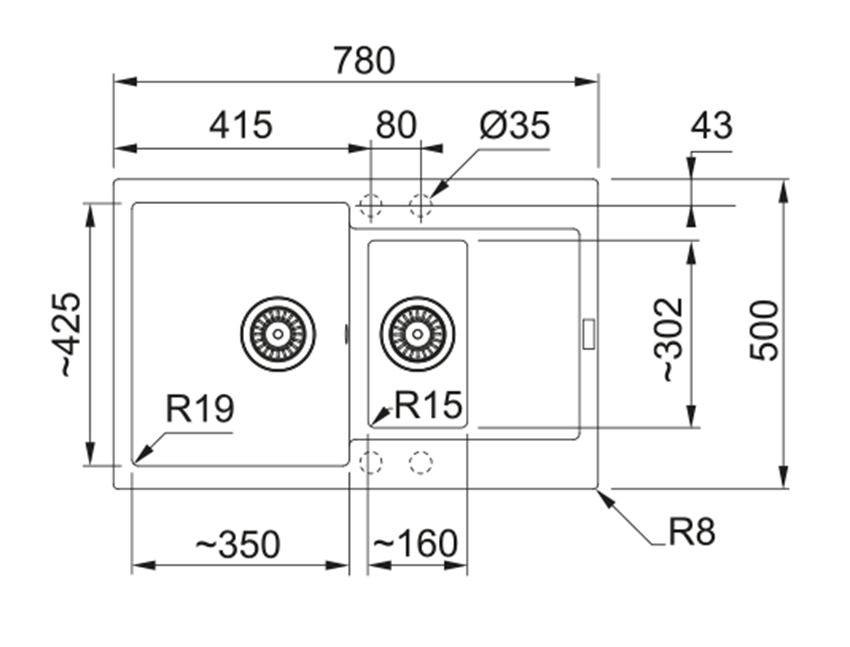 Zlewozmywak Franke Maris MRG 651-78 114.0675.986 rys techniczny