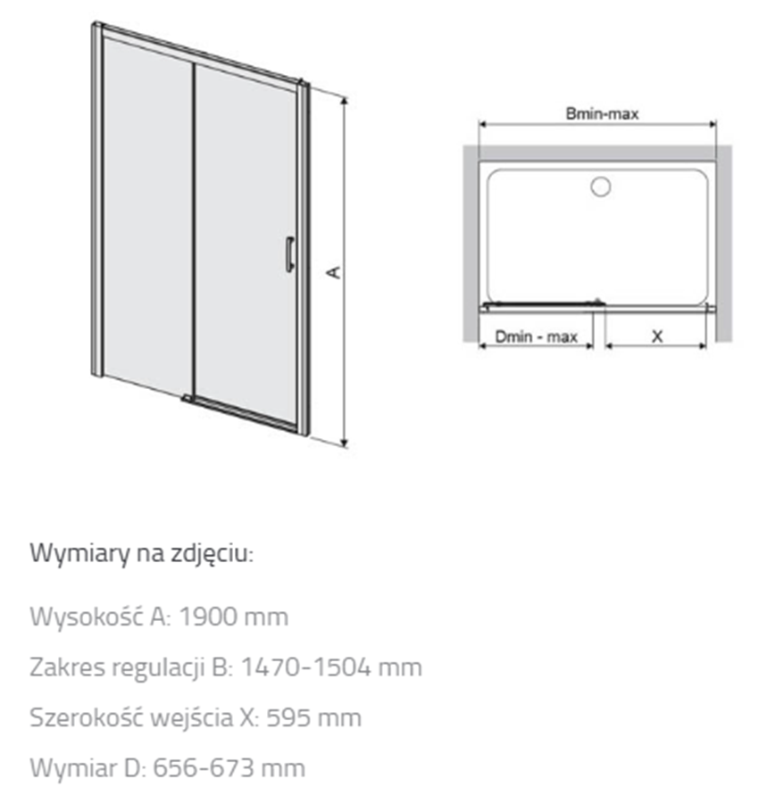 Drzwi przesuwne Sanplast Free Zone 600-271-3210-38-231 rys techniczny