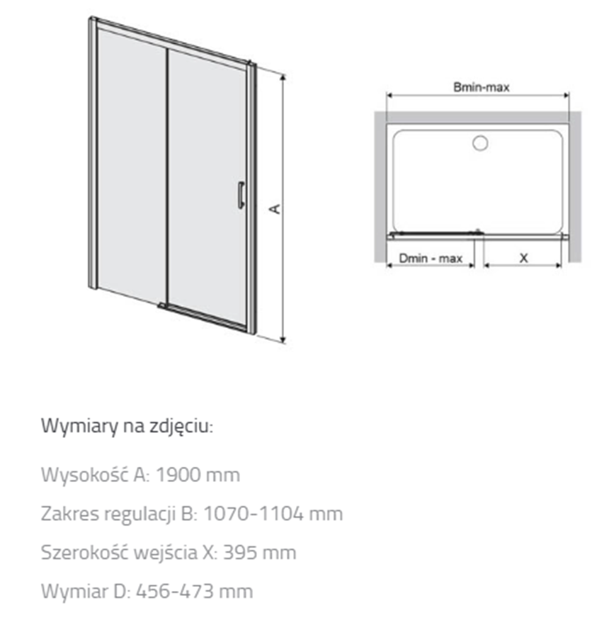 Drzwi przesuwne Sanplast Free Zone 600-271-3130-38-401 rys techniczny
