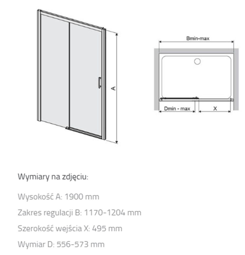 Drzwi przesuwne Sanplast Free Zone 600-271-3150-38-231 rys techniczny