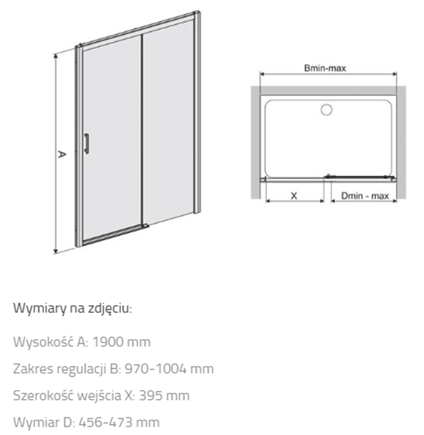 Drzwi przesuwne Sanplast Free Zone 600-271-3120-38-401 rys techniczny