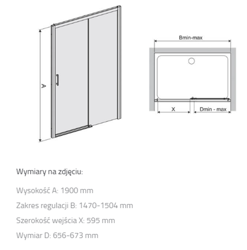 Drzwi przesuwne Sanplast Free Zone 600-271-3220-38-401 rys techniczny