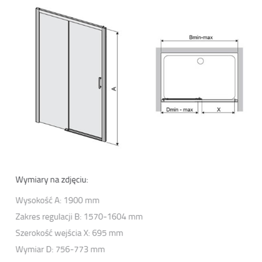 Drzwi przesuwne Sanplast Free Zone 600-271-3230-38-401 rys techniczny