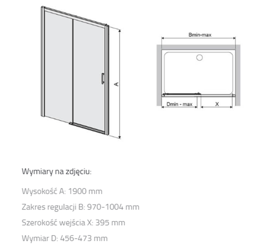 Drzwi przesuwne Sanplast Free Zone 600-271-3110-38-401 rys techniczny