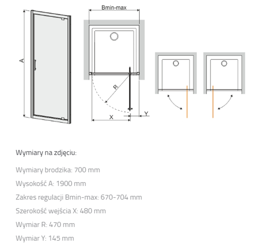 Drzwi skrzydłowe Sanplast TX 600-271-1020-38-401 rys techniczny