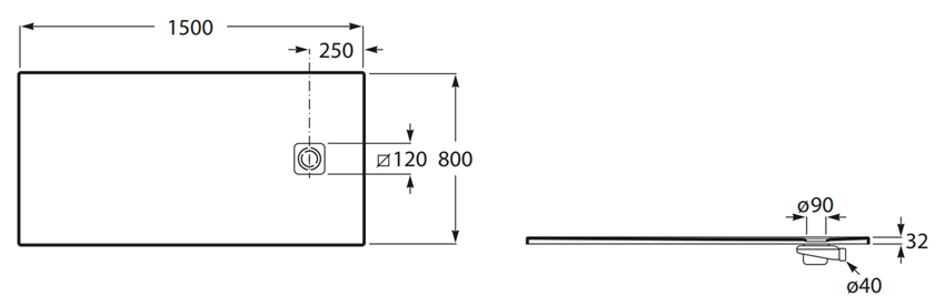 Brodzik prostokątny 8445662024629 rys techniczny