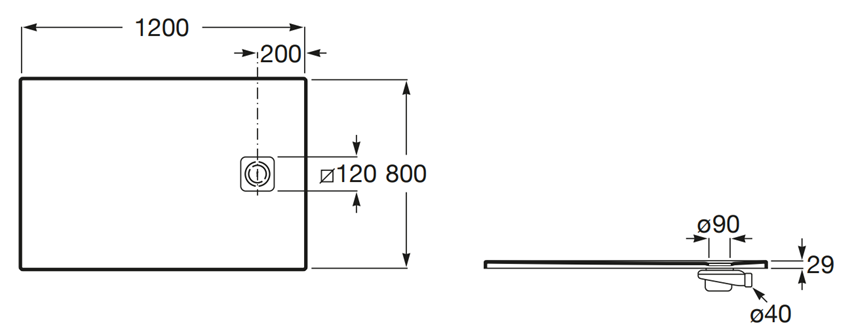 Brodzik kompozytowy 8445662012855 rys techniczny