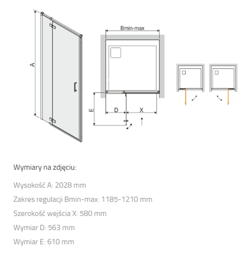 Drzwi Sanplast Free Line II 600-261-0360-42-401 rys techniczny