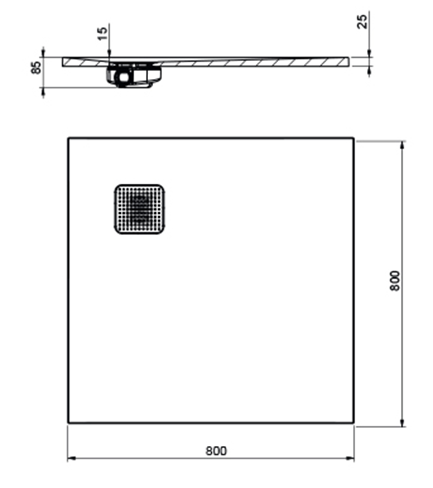 Brodzik kwadratowy Sanplast Eco Mineral 645-580-0020-01-020 rys techniczny