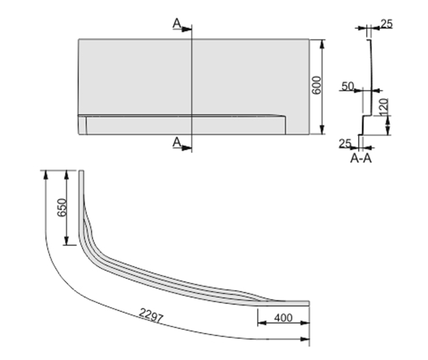 Obudowa do wanny Sanplast Free Line 620-040-1740-01-000 rys techniczny