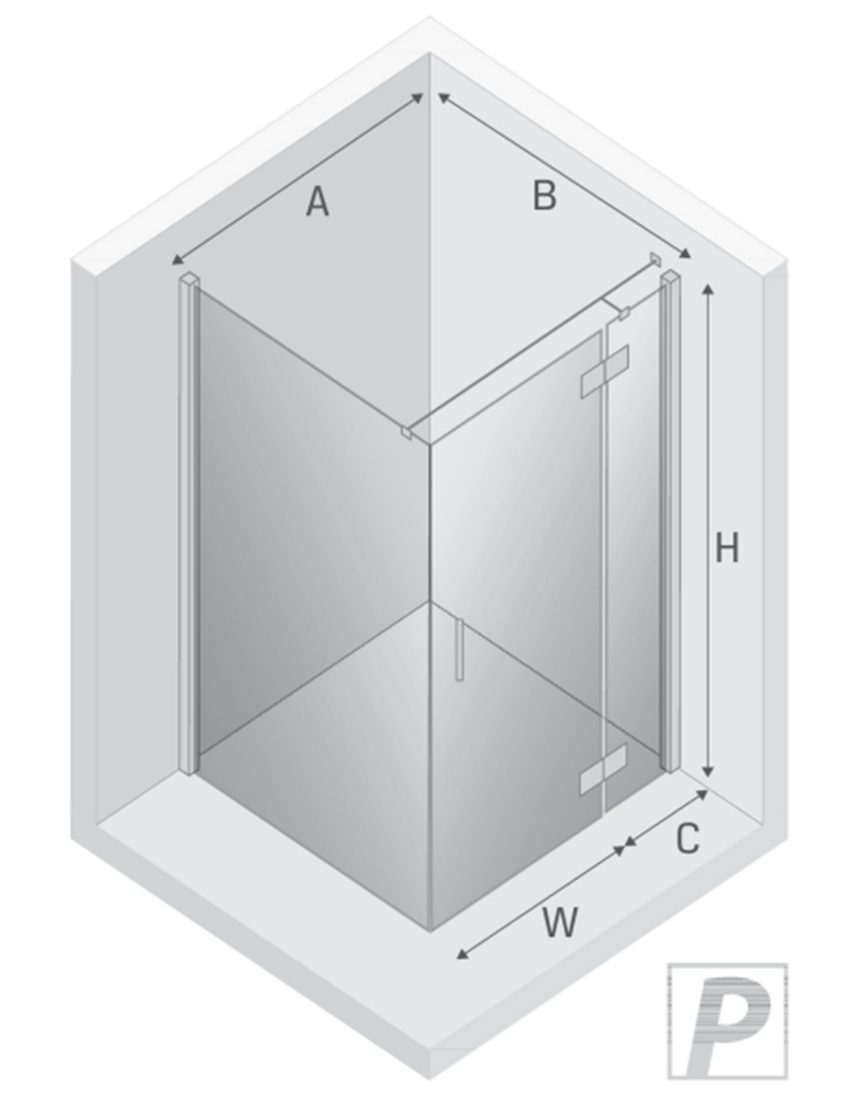 Kabina prysznicowa New Trendy Nesta Gold Brushed K-4436 rys techniczny