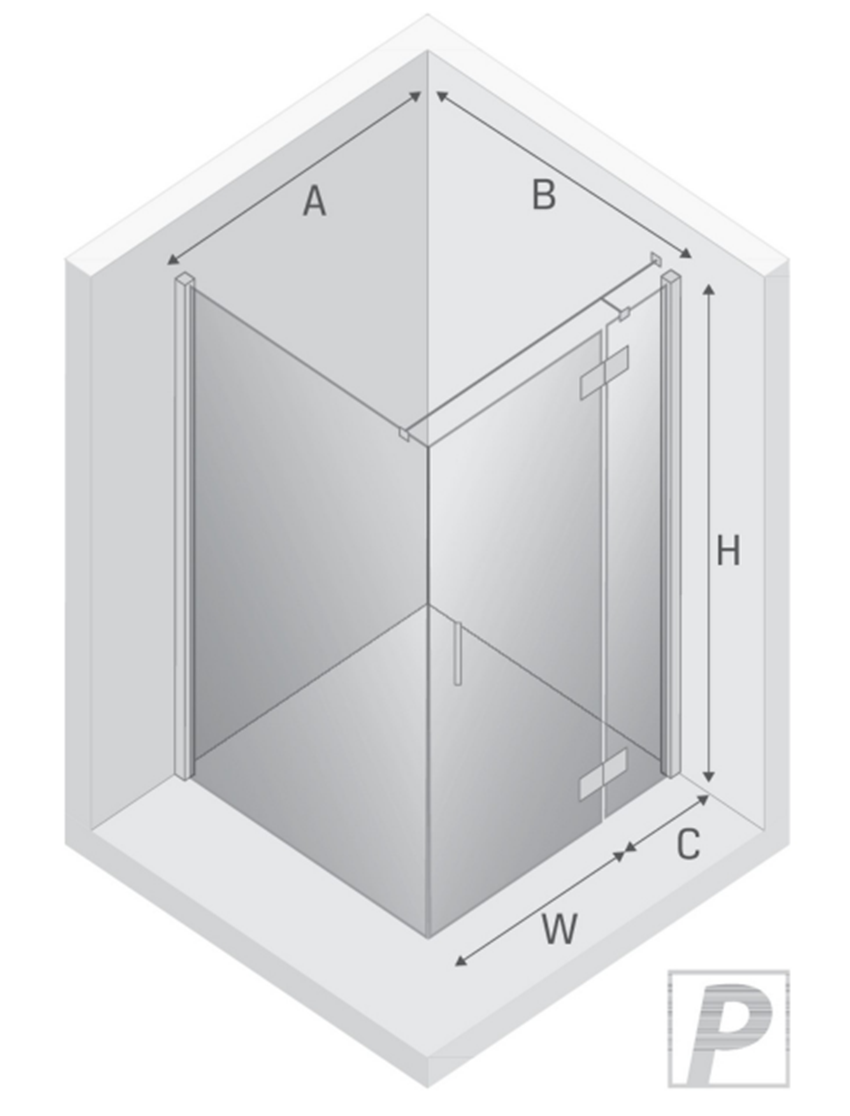 Kabina prysznicowa New Trendy Nesta Chrome K-3635 rys techniczny