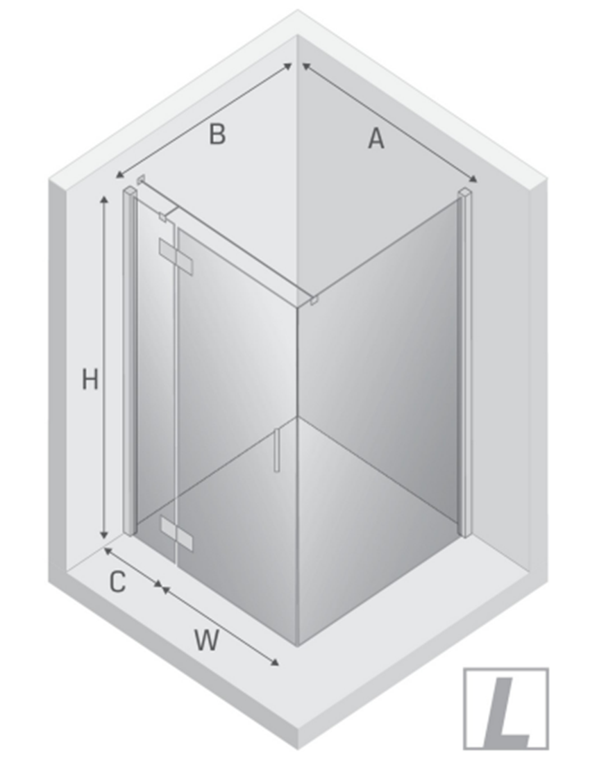 Kabina prysznicowa New Trendy Nesta Black K-3698 rys techniczny