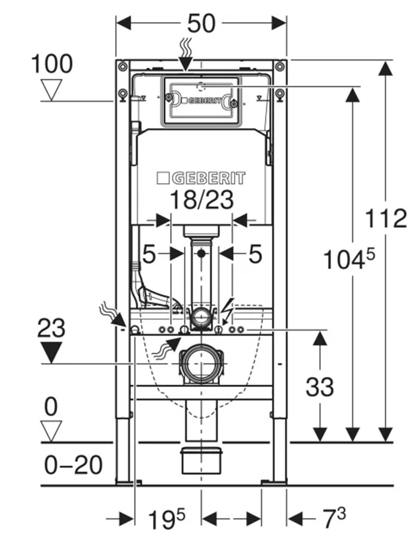 Stelaż do toalety Geberit Duofix 111.170.00.2 rys techniczny