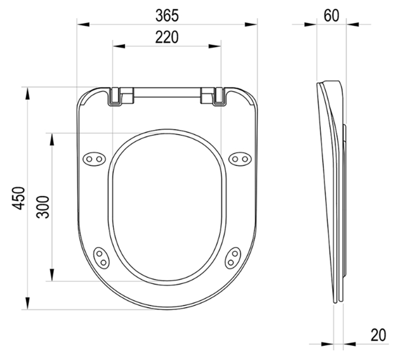 Deska wc Ravak Endo X01722 rys techniczny
