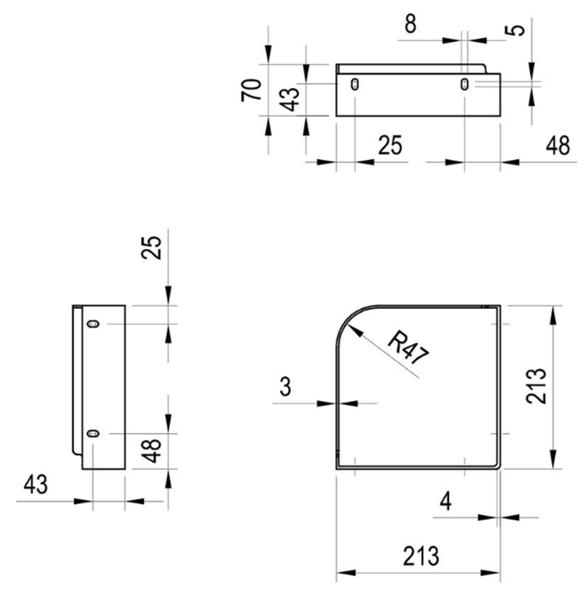 Konsola Ravak Yard 28 C X01779 rys techniczny