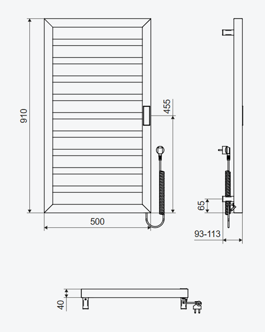 Grzejnik Excellent Brego Smart GREX.BRS91.WH rys techniczny