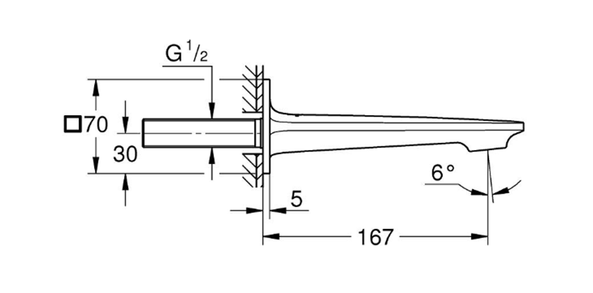 Wylewka wannowa Grohe Allure 13264001 rys techniczny
