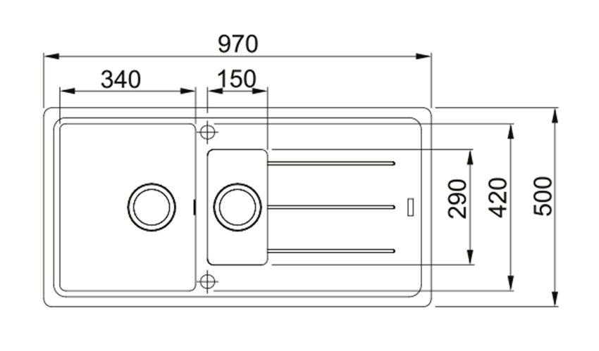 Zlewozmywak Franke Basis BFG 651-97 114.0676.271 rys techniczny