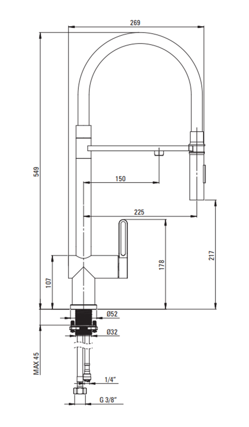 Bateria kuchenna Deante Magnetic BRM N75M rys techniczny