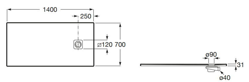Bidet Roca Magma APE015782BC03100 rys techniczny