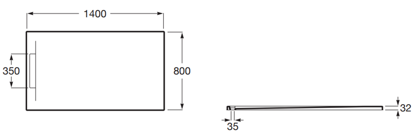 Brodzik Roca Pyros AP90157832003650 rys techniczny