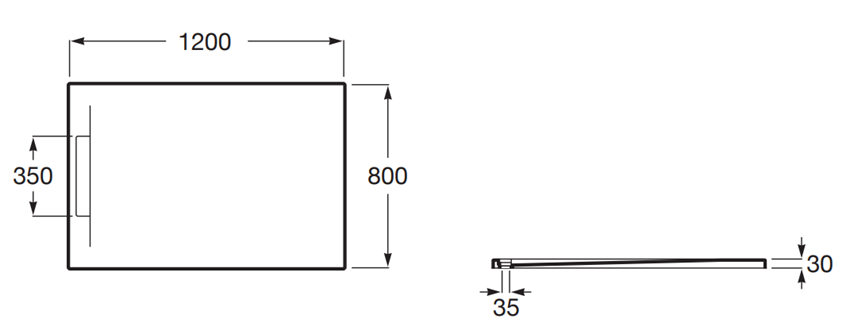 Brodzik kompozytowy Roca Pyros AP9014B032003630 rys techniczny