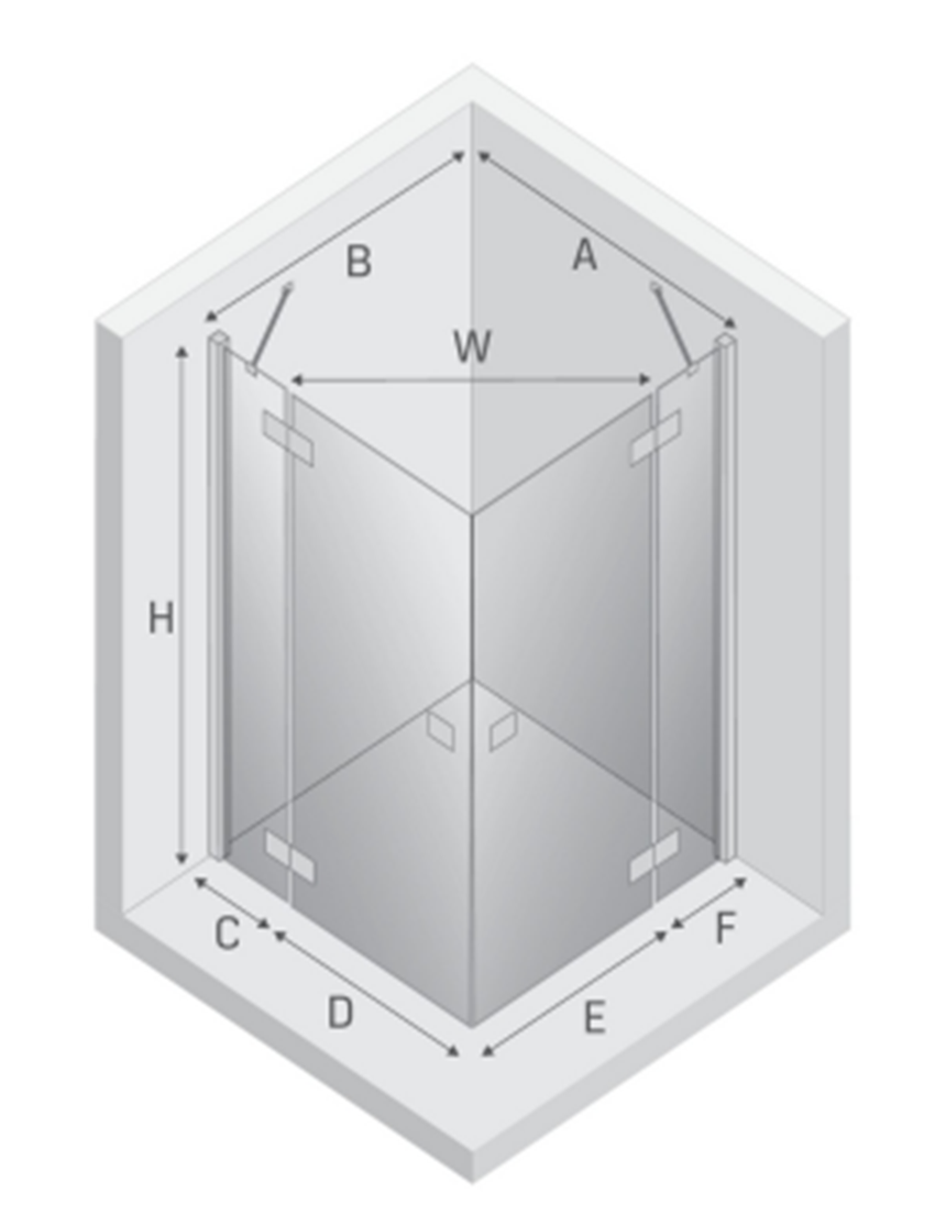 Kabina prysznicowa New Trendy Reflexa EXK-5178 rys techniczny