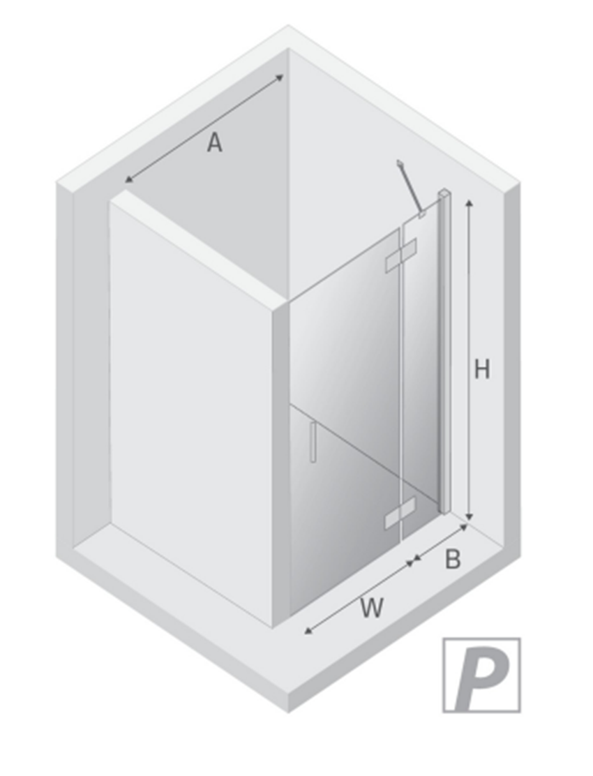 Drzwi wnękowe New Trendy Nesta Gunmetal Brushed D-0932A rys techniczny
