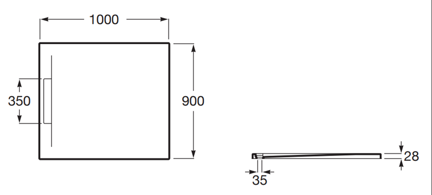 Brodzik Roca Pyros AP9013E838403660 rys techniczny
