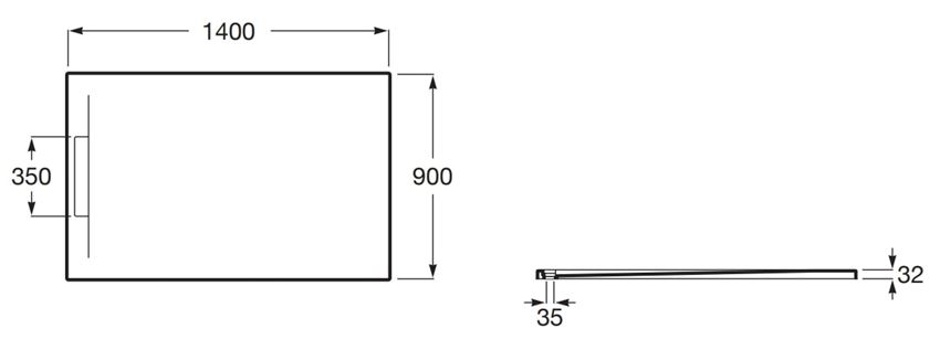 Brodzik kompozytowy Roca Pyros AP90157838403650 rys techniczny