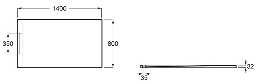 Brodzik kopozytowy Roca Pyros AP90157832003630 rys techniczny