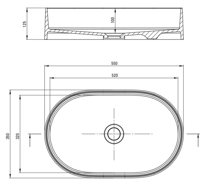 Umywalka nablatowa Deante Silia CQS 5U6S rys techniczny