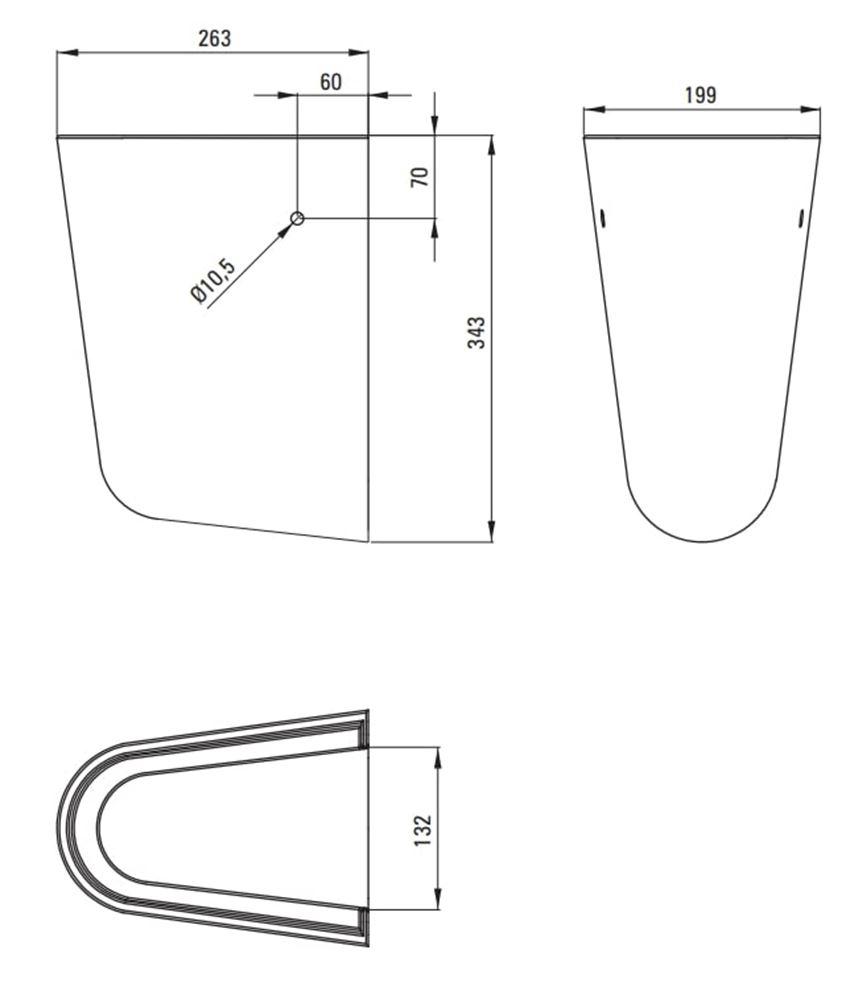 Półpostument Deante Jasmin CDJ 6U4H rys techniczny