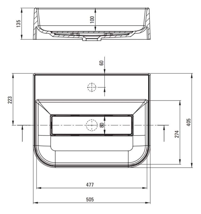 Umywalka nablatowa Deante Arnika CQA SU5S rys techniczny