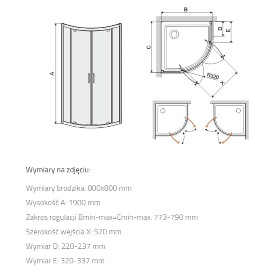 Kabina półokragła Sanplast TX 600-271-0421-01-401 rys techniczny