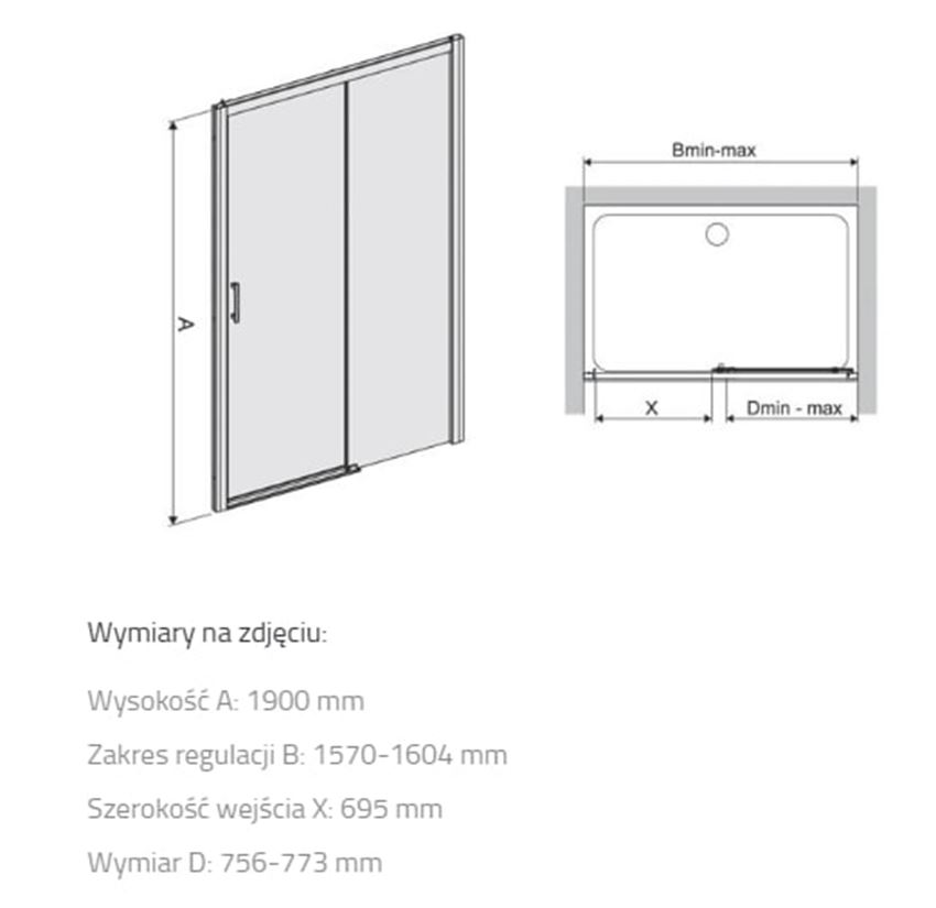 Drzwi przesuwne Sanplast Free Zone 600-271-3240-38-401 rys techniczny