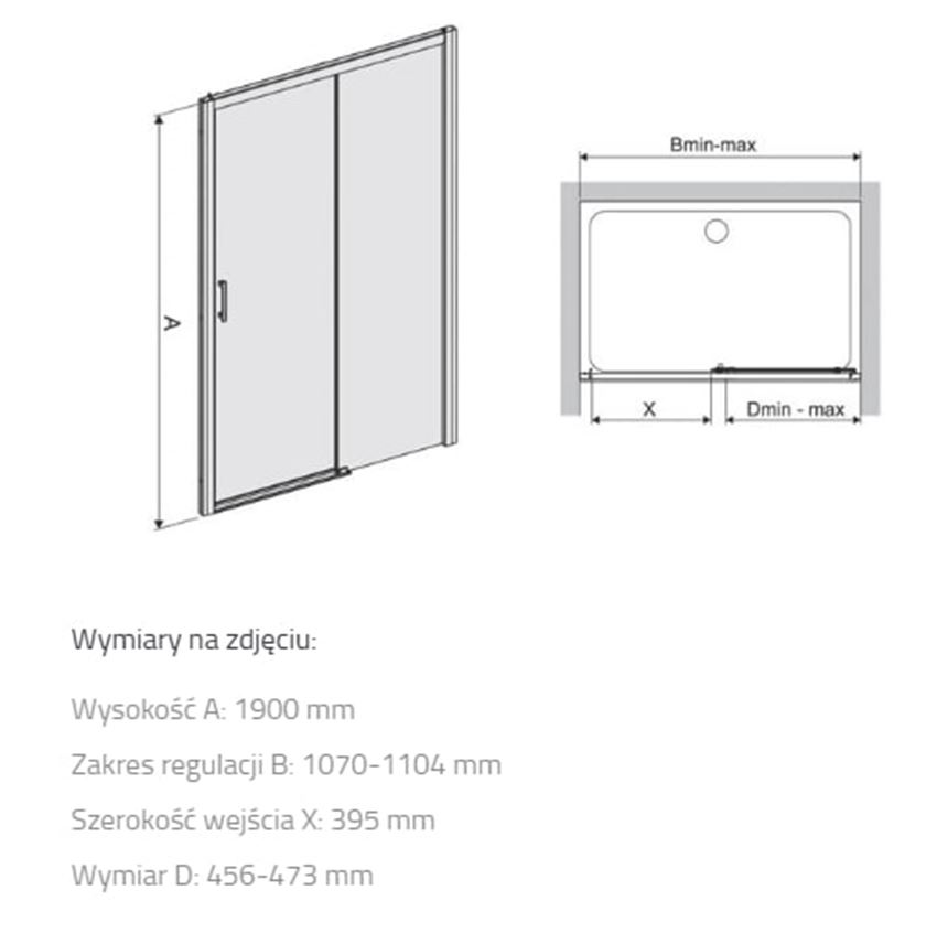 Drzwi przesuwne Sanplast Free Zone 600-271-3140-38-401 rys techniczny