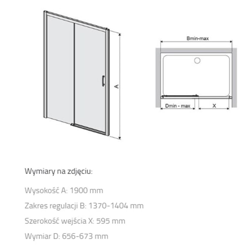 Drzwi przesuwne Sanplast Free Zone 600-271-3190-38-401 rys techniczny