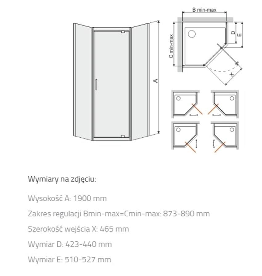 Kabina prysznicowa Sanplast TX 600-271-0930-01-401 rys techniczny