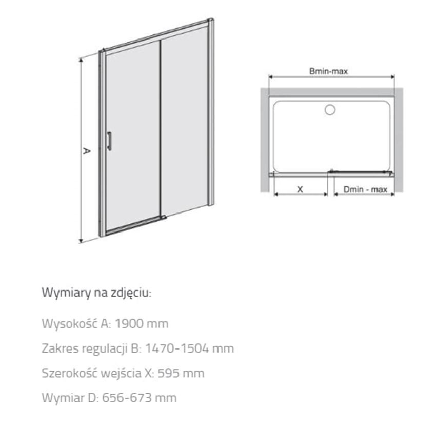 Drzwi przesuwne Sanplast Free Zone 600-271-3220-38-231 rys techniczny
