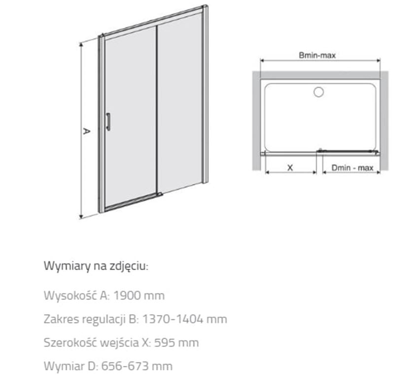 Drzwi przesuwne Sanplast Free Zone 600-271-3200-38-401 rys techniczny