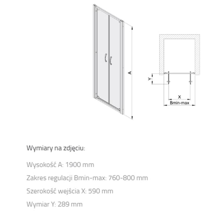 Drzwi skrzydłowe Sanplast Basic 600-450-1920-01-200 rys techniczny